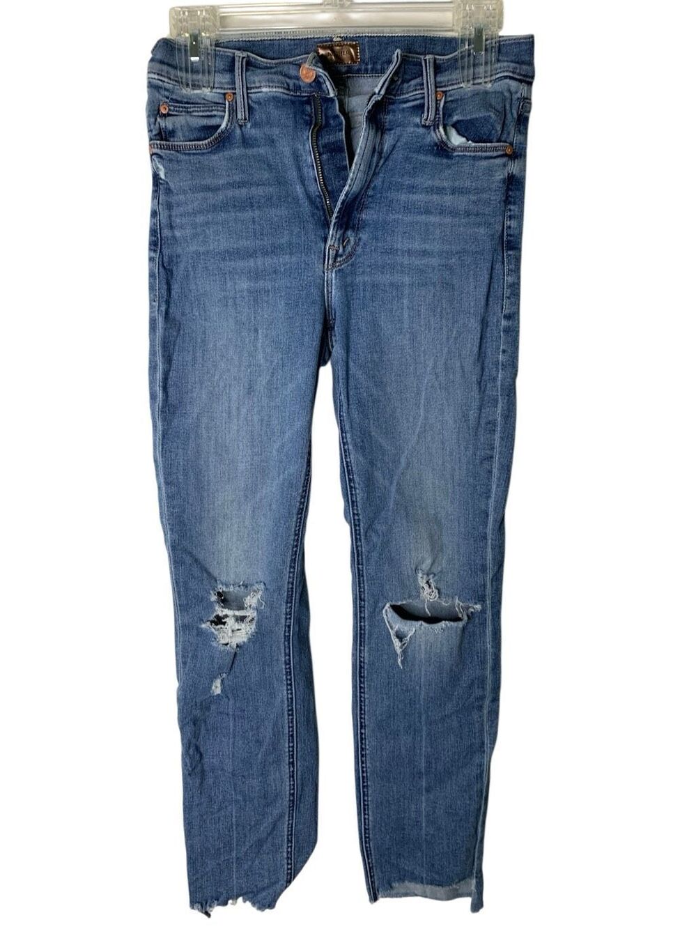 MOTHER The Midrise Dazzler Ankle Step Fray Skipping On Coals Jeans size 27